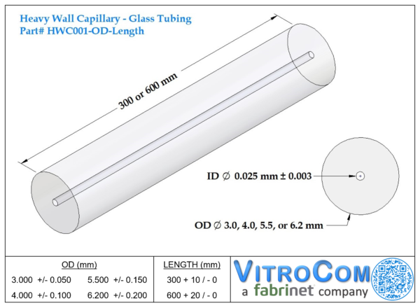 HWC001 - Heavy Wall Capillary Glass Tubing