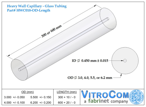 HWC018 - Heavy Wall Capillary Glass Tubing