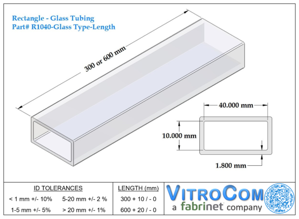 R1040 - Rectangle Glass Tubing