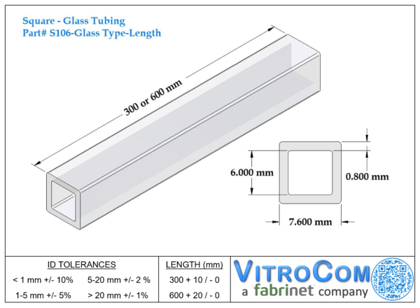 S106 - Square Glass Tubing
