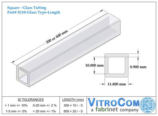 S110 - Square Glass Tubing
