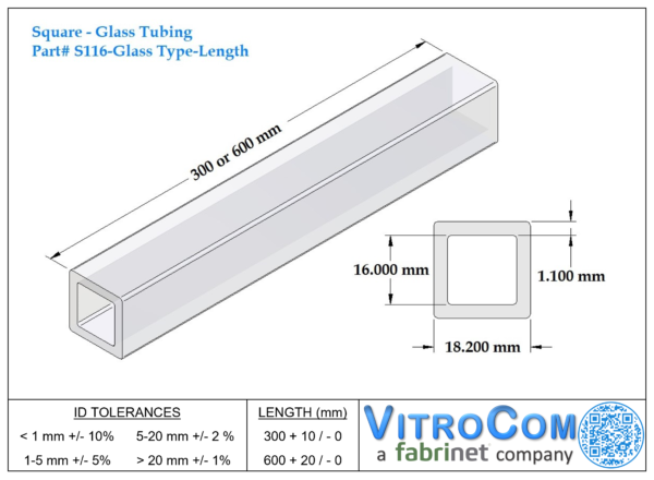 S116 - Square Glass Tubing