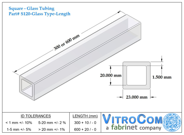 S120 - Square Glass Tubing