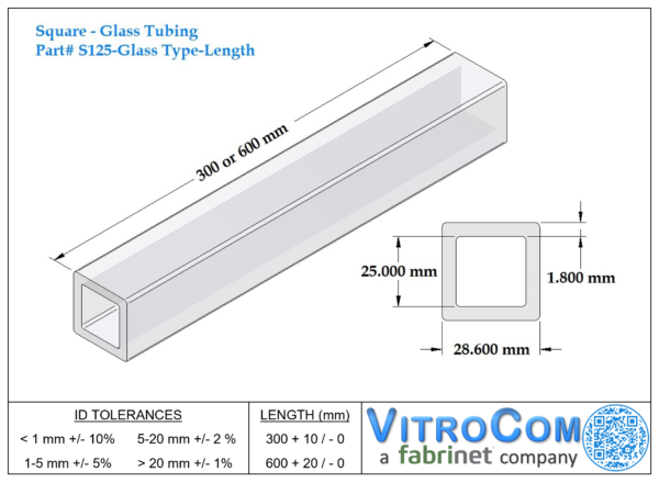 S125 - Square Glass Tubing