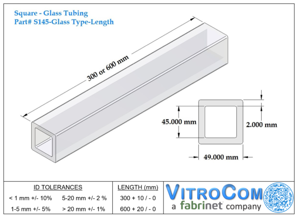 S145 - Square Glass Tubing