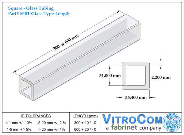 S151 - Square Glass Tubing