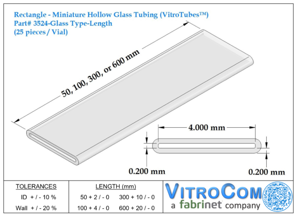 3524 - Rectangle Miniature Hollow Glass Tubing (VitroTubes™)