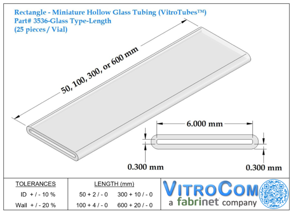 3536 - Rectangle Miniature Hollow Glass Tubing (VitroTubes™)