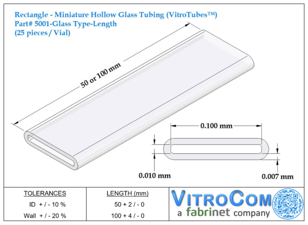 5001 - Rectangle Miniature Hollow Glass Tubing (VitroTubes™)