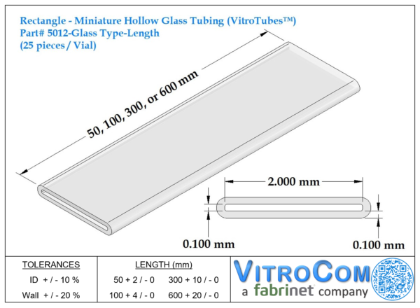 5012 - Rectangle Miniature Hollow Glass Tubing (VitroTubes™)
