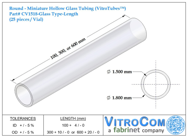 CV1518 - Round Miniature Hollow Glass Tubing (VitroTubes™)