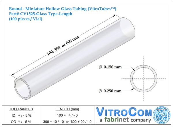 CV1525 - Round Miniature Hollow Glass Tubing (VitroTubes™)