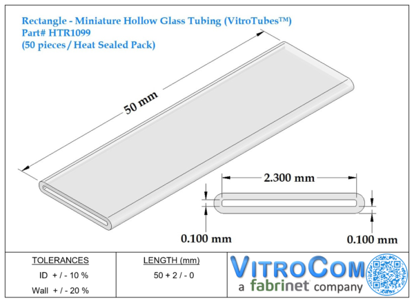HTR1099 - Rectangle Miniature Hollow Glass Tubing (VitroTubes™)